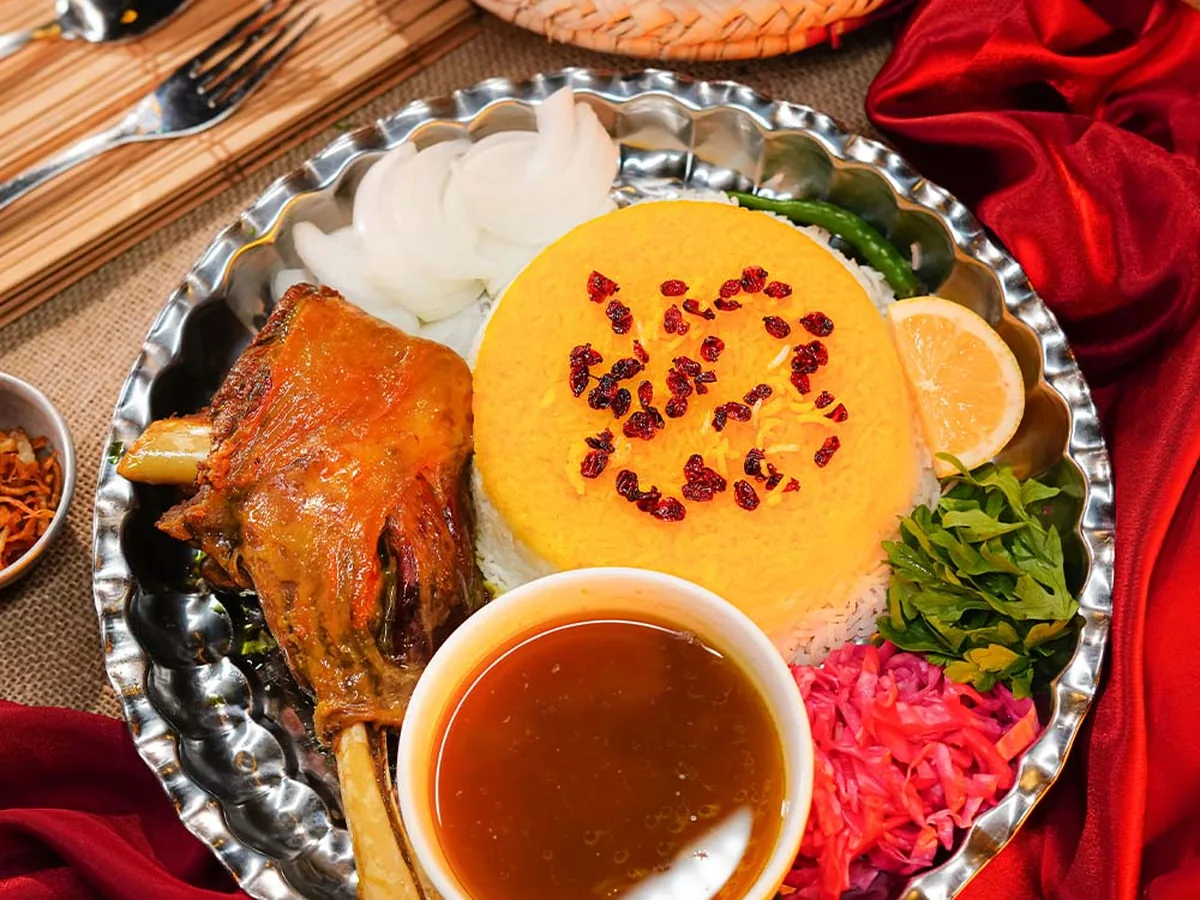 Special lamb shank with rice at Kabab Planet